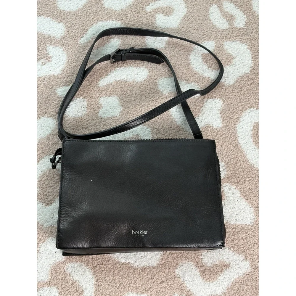 Botkier black Leather Crossbody handbag, Metal Stud Accents